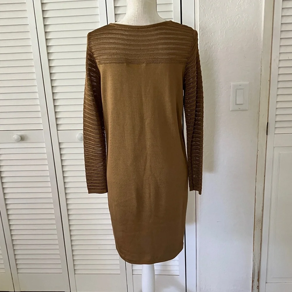 ANDREA JOVINE cotton blend knit dress in a‎ beautiful light brown color size SP